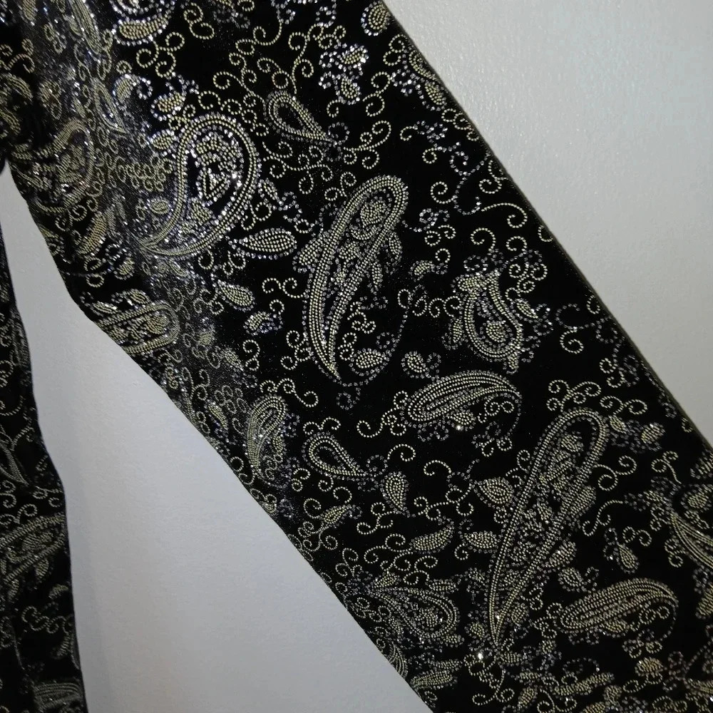 Notations womens Large black velvet layered black sparkly shirt party event - Picture 3 of 10